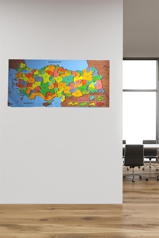 BUFFER® Renkli Türkiye Haritası Manyetik Yapıştırıcı Gerektirmeyen Duvar Stickerı 118 CM * 56 CM