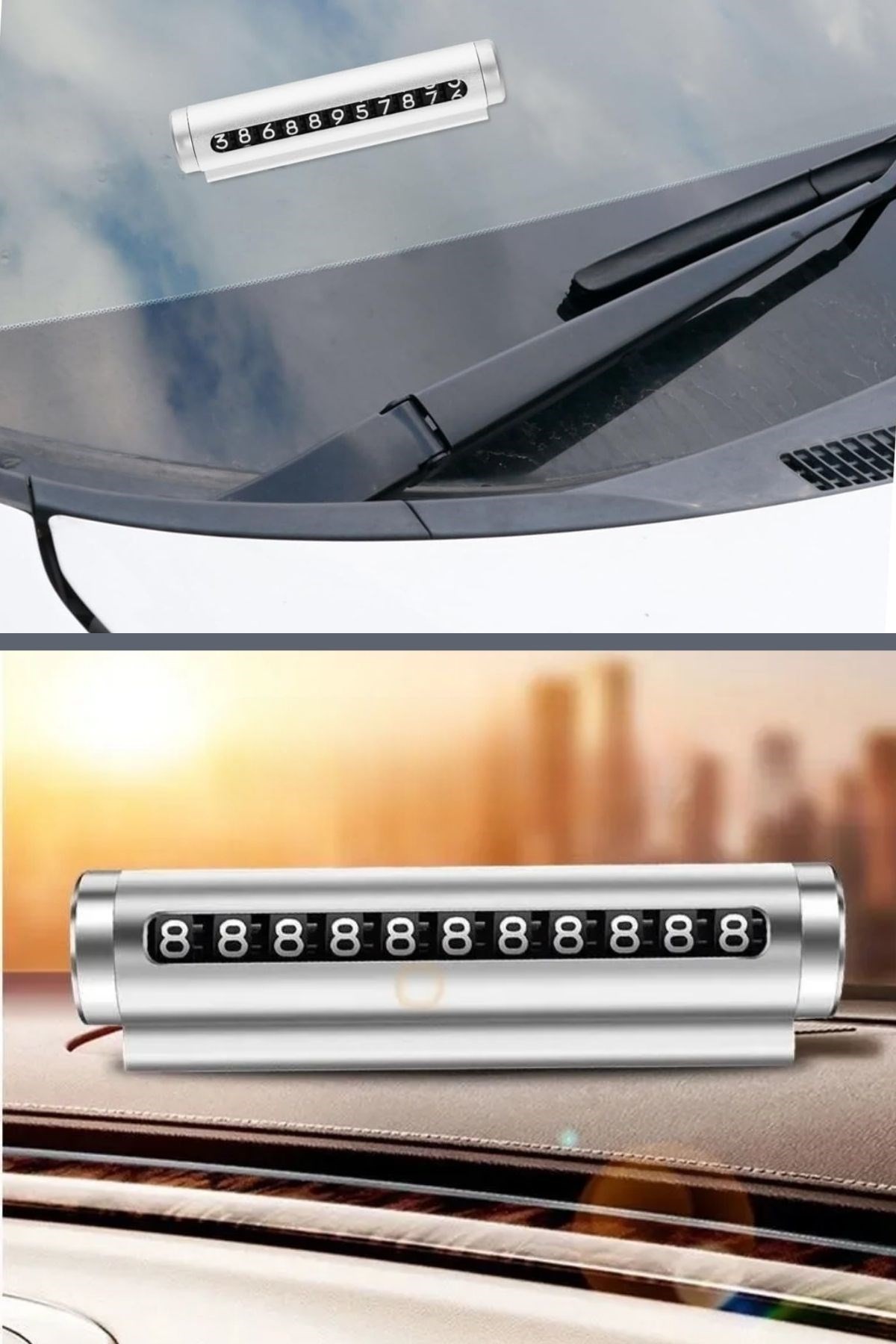 BUFFER® Alüminyum Kasa Gri Renk Çevirmeli Araç Içi Telefon Numaratörü Park Oto Numaratörü