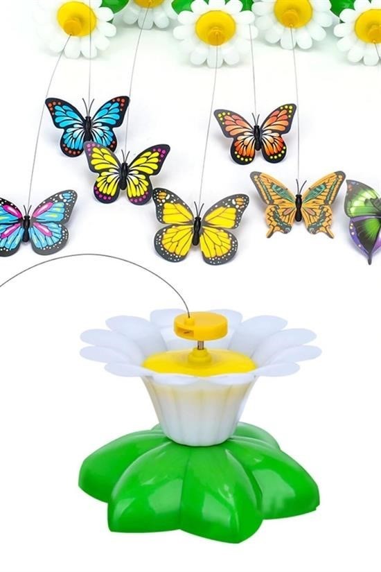 BUFFER® Hareketli Dönen Kelebek  Kedi Oyuncağı ( Pille Çalışır)
