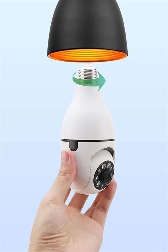 BUFFER® WiFi 360 Panoramik Ampul Kamera Gece Görüş Ses Akıllı Hareket Algılayıcı