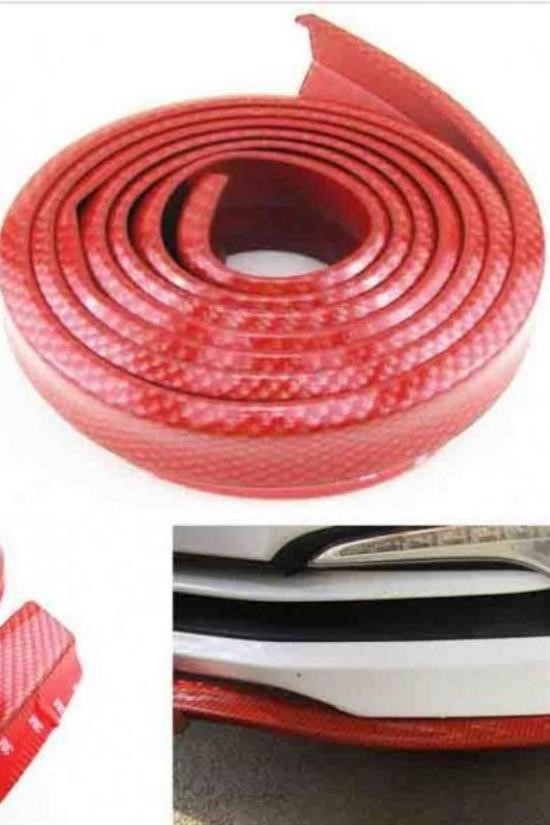 BUFFER® Kırmızı Renkli 2,5 Metre Araba Oto Ön Tampon Koruyucu Kauçuk Pratik Tampon Şerit Bant Döşeme