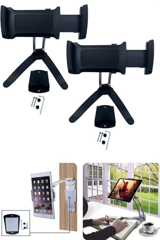 BUFFER® 360 Derece Dönebilen Mutfak Masaüstü Telefon Tablet Tutucu Ayarlanabilir Esnek Ayaklı Metal