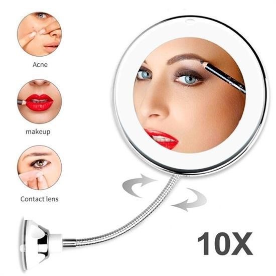 BUFFER® 10 Kat Görüntü Büyüten Led ışıklı Pratik Makyaj ve Traş Büyüteç Aynası