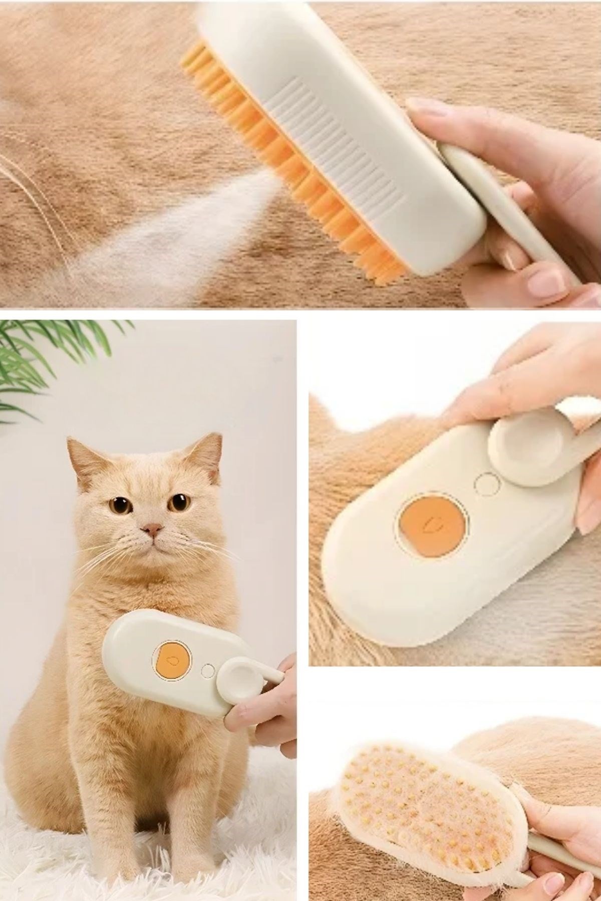 BUFFER®  Saplı Su Püskürtmeli Kedi Köpek Fırçası Masaj Etkili Tüy Toplama Tarağı