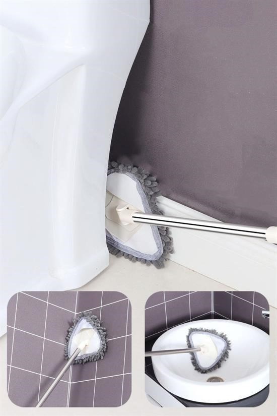 BUFFER® Teleskopik Saplı 150 cm Üçgen Mop Cam Duvar Tavan Fayans Parke Temizleyici Mop