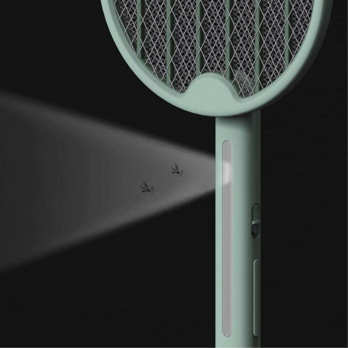 BUFFER® Tenis Raketi Tipi Masaüstü Olabilen Gece Lambalı Sinek Kovucu,Öldürücü Raket