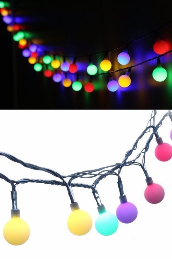 BUFFER® Dekoratif Minik Top 40 Ledli Dekoratif Dolama Led Işık (RGB)