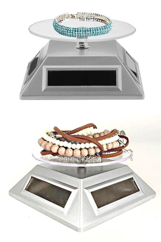 BUFFER® Güneş Enerjili Solar 360 Derece Dönen Vitrin Stand Döner Tabla