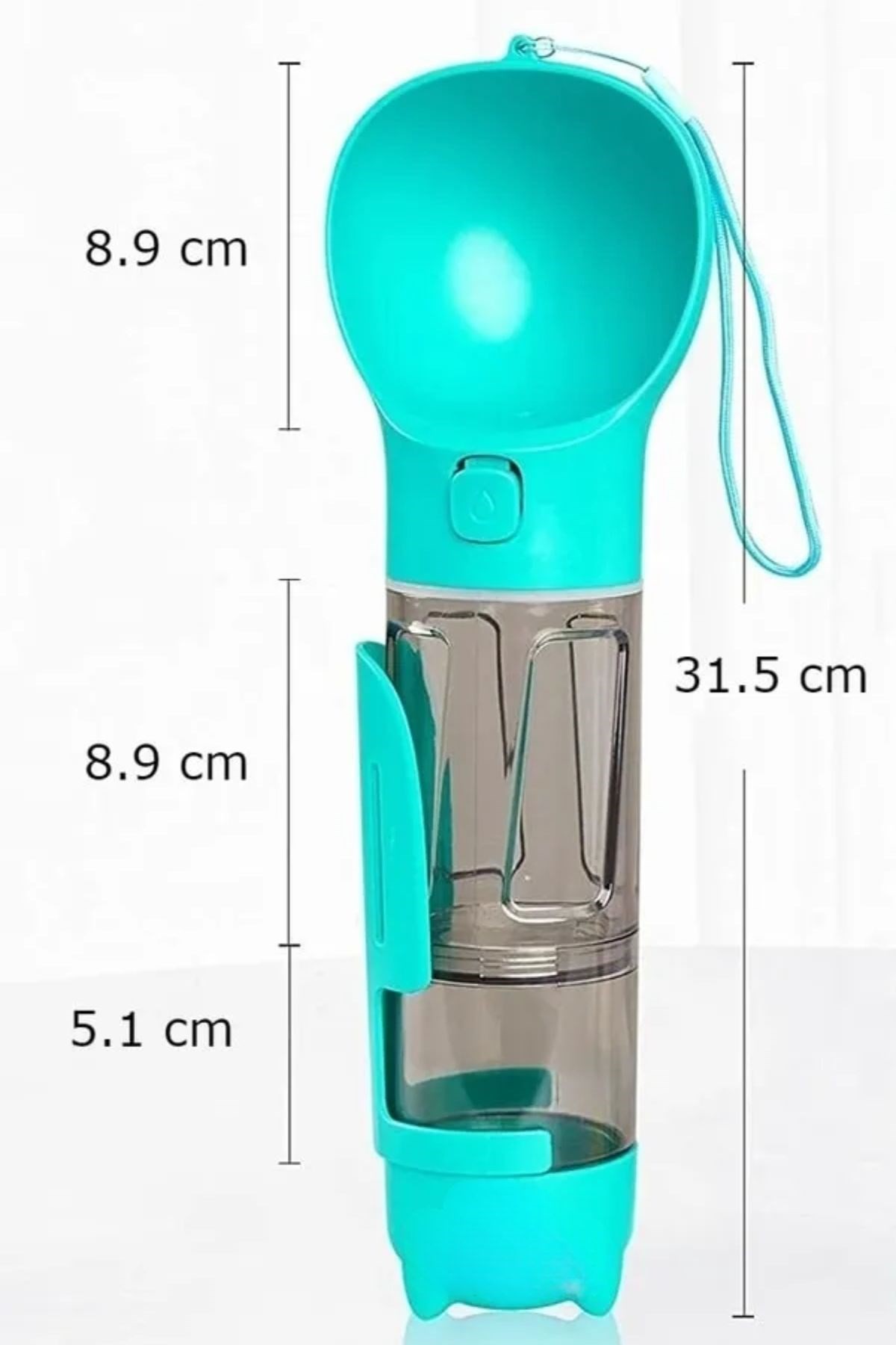 BUFFER® Taşınabilir Hazneli Mama Kaplı ,Kaka Poşetli Kedi,Köpek Suluğu300ml