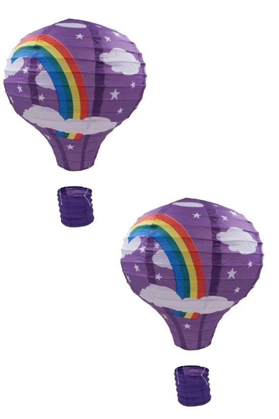 BUFFER® Dekoratif Renkli Kağıt Dilek Feneri Balonu Renkli Uçan Balon