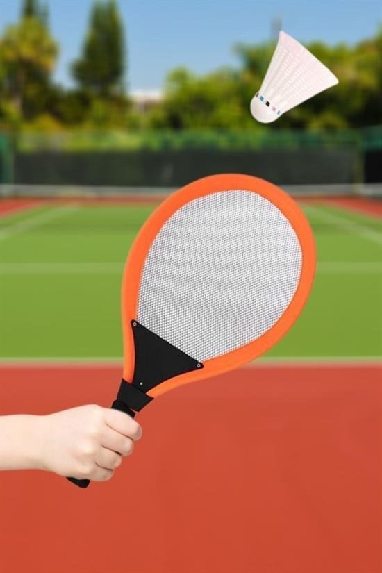 BUFFER® Işıklı Badminton Seti Hafif Portatif Taşınabilir Fileli Işıklı Raket Işıklı Topu Dahil