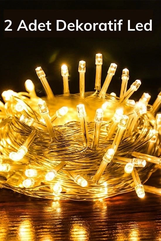 BUFFER® 10 Metre 100 Ledli 8 Fonksiyonlu Dekoratif Lambader Sarı Lamba