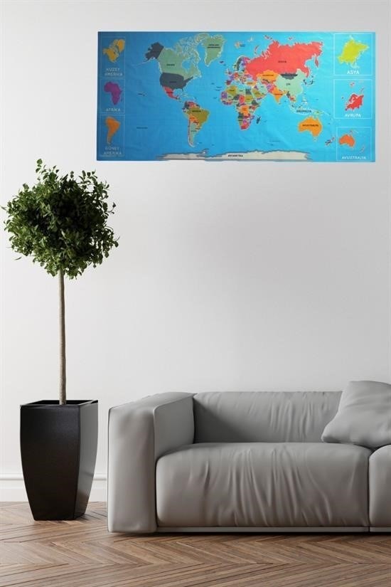 BUFFER® RenkliAtlas DünyaHaritası Manyetik Yapıştırıcı Gerektirmeyen Duvar Stickerı 118 CM * 56 CM
