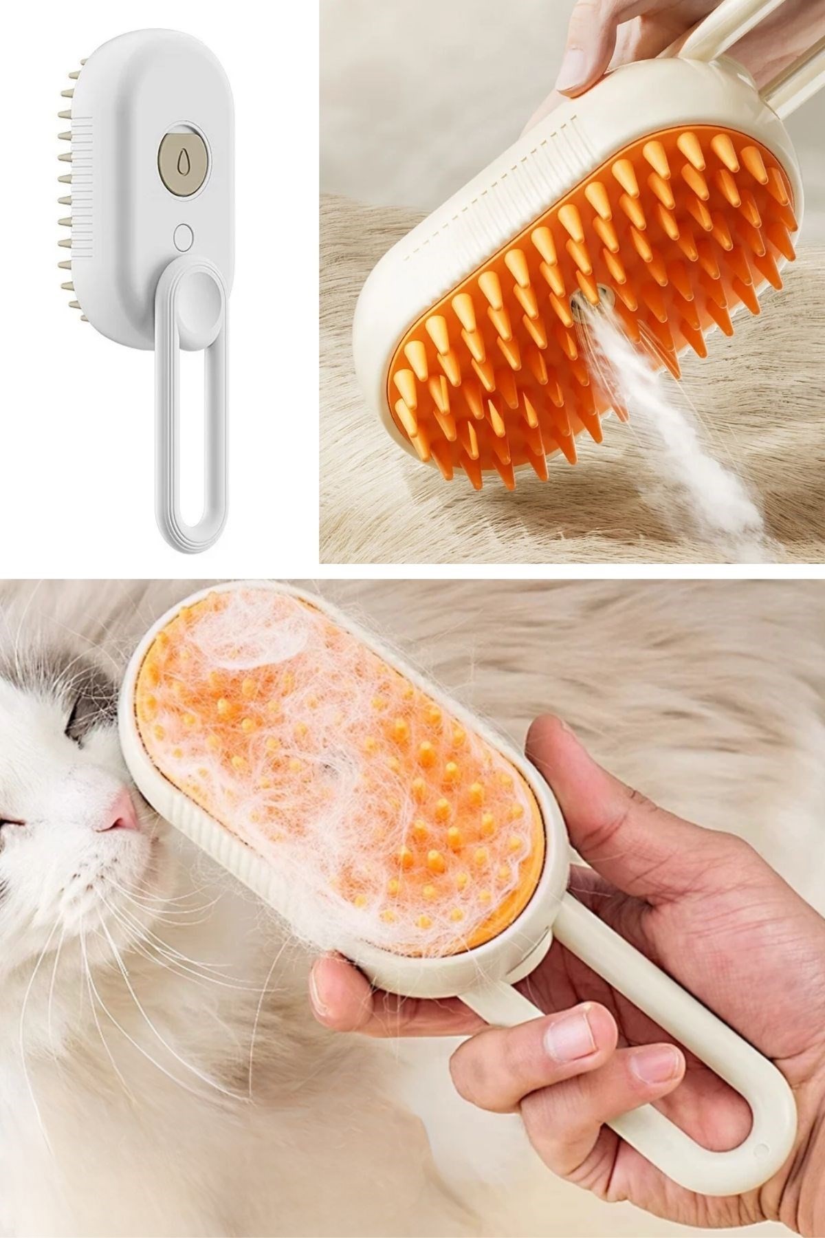 BUFFER®  Saplı Su Püskürtmeli Kedi Köpek Fırçası Masaj Etkili Tüy Toplama Tarağı