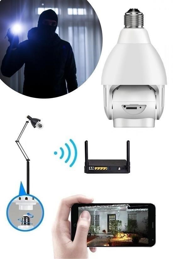 BUFFER® WiFi 360 Panoramik Ampul Kamera Gece Görüş Ses Akıllı Hareket Algılayıcı
