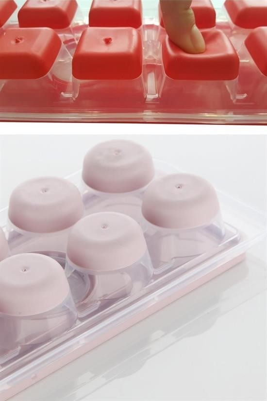 BUFFER® 12li Kapaklı Yapışmaz Silikon Tabanlı Plastik Küp Buz Kalıbı