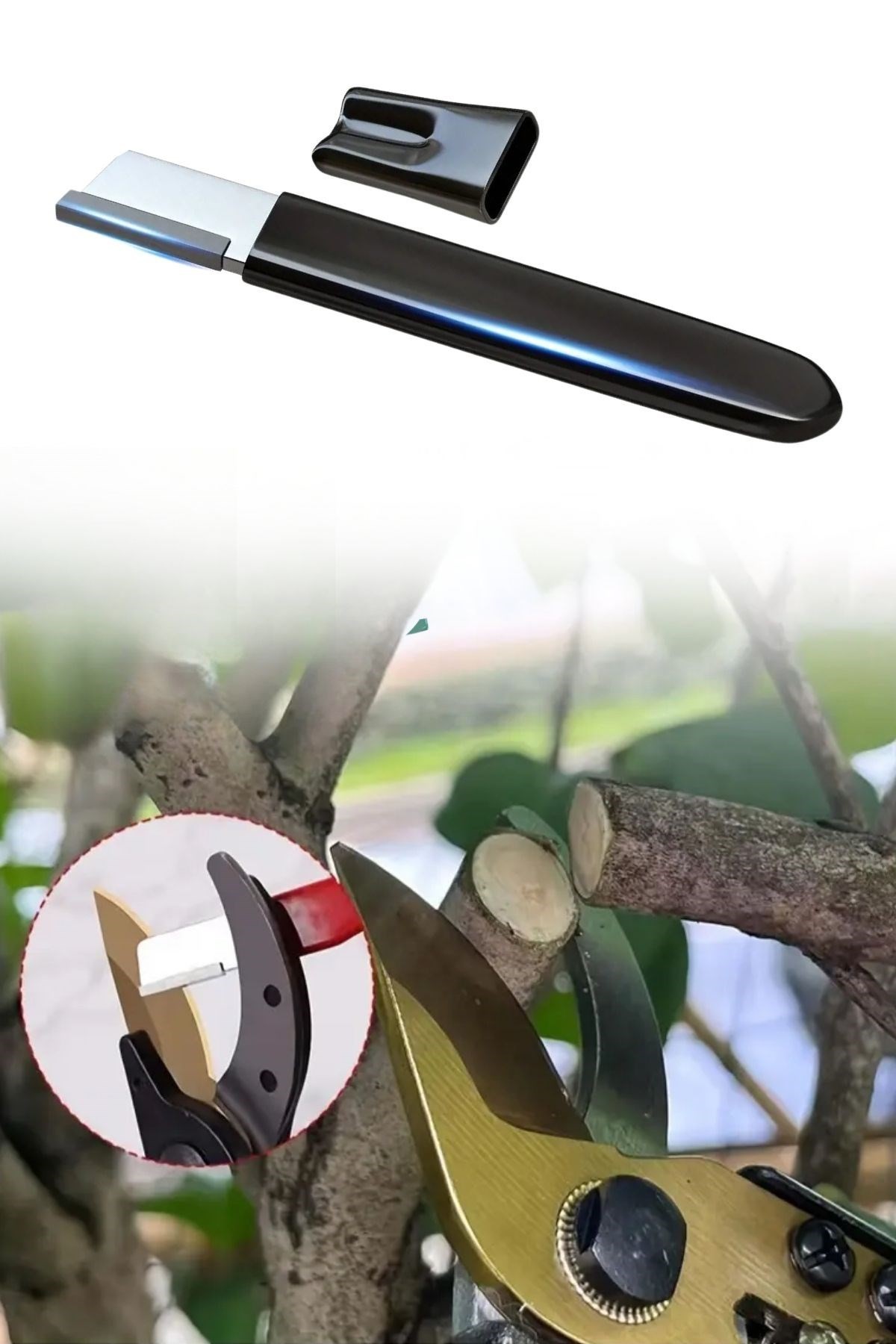 BUFFER® Koruyucu Kapaklı Keskin Makas Budama Makası Bıçak Bileme Aparatı Bileyici