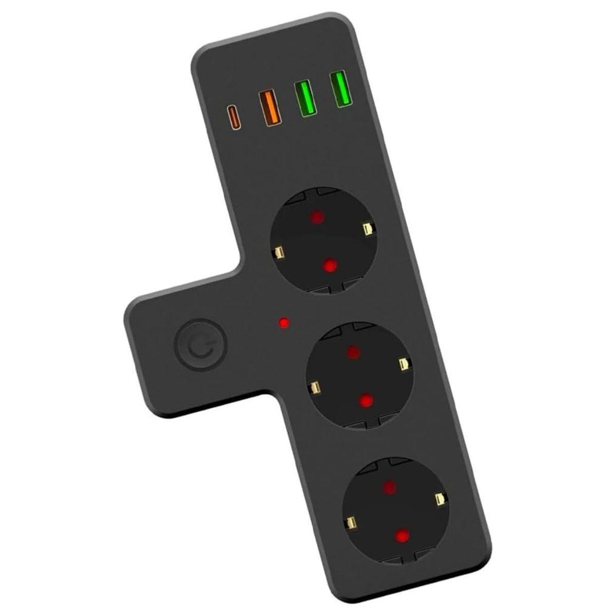 BUFFER® Termal Akım Korumalı 3 Adet Soket,3 Adet USB ve 1 Adet TypeC Girişli 20w Priz Model 3397