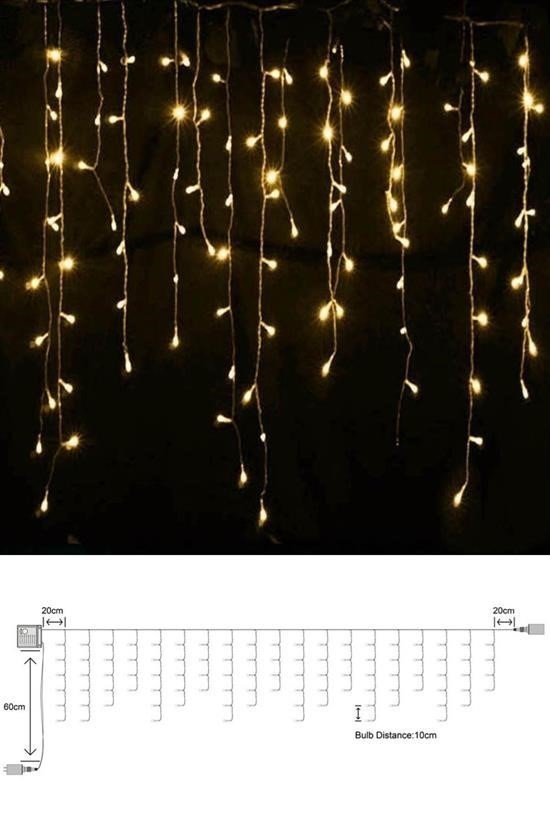 BUFFER® 8 Fonksiyonlu 16 Saçaklı Perde Led 3 x 1 (Günışığı)