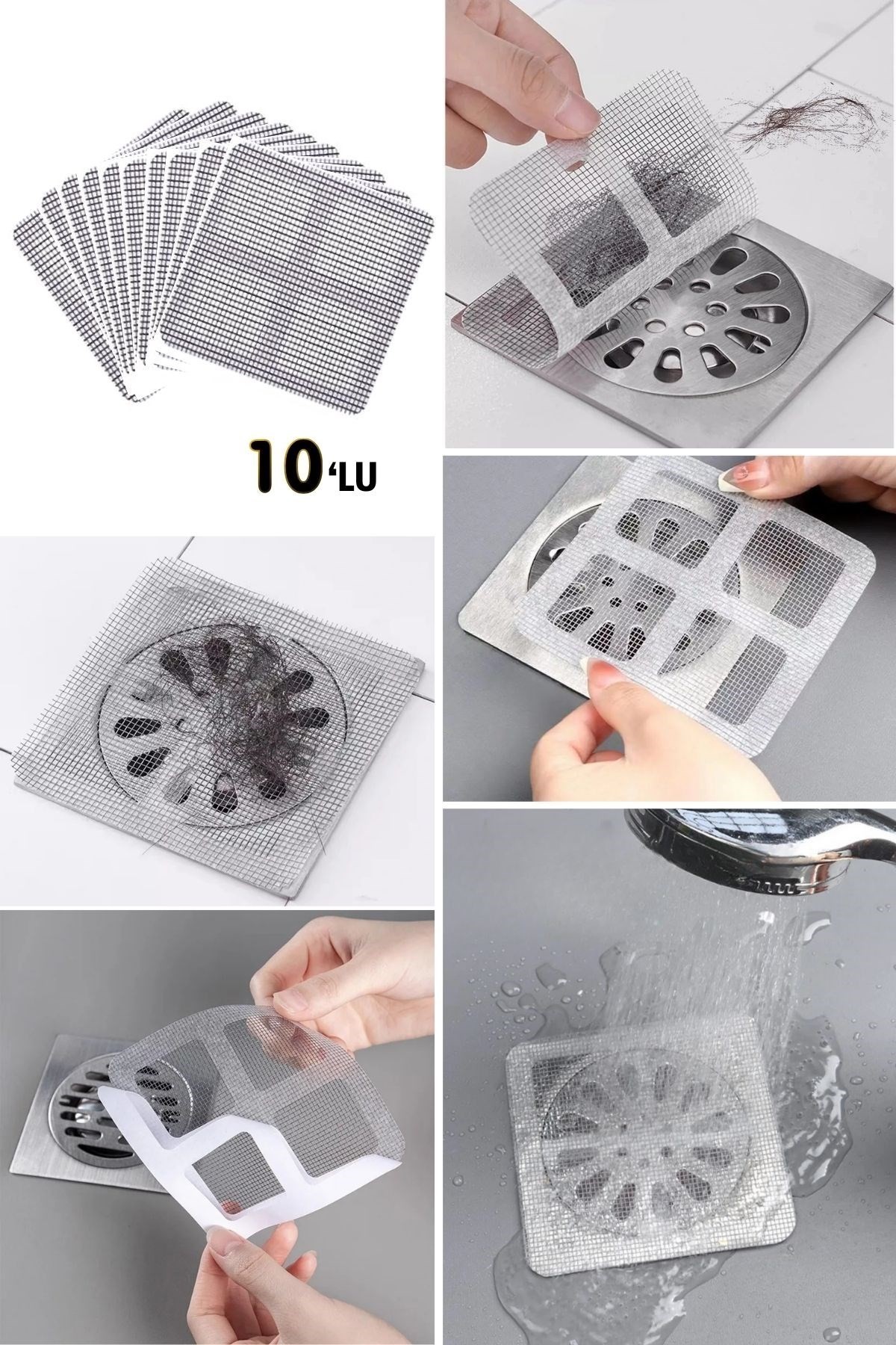 BUFFER® 10'lu Banyo ve Mıutfak Lavabo Koku Önleyici ve Haşere Böcek Önleyici Gider Filtresi