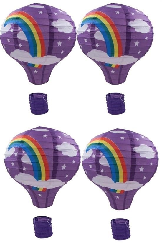 BUFFER® Dekoratif Renkli Kağıt Dilek Feneri Balonu Renkli Uçan Balon