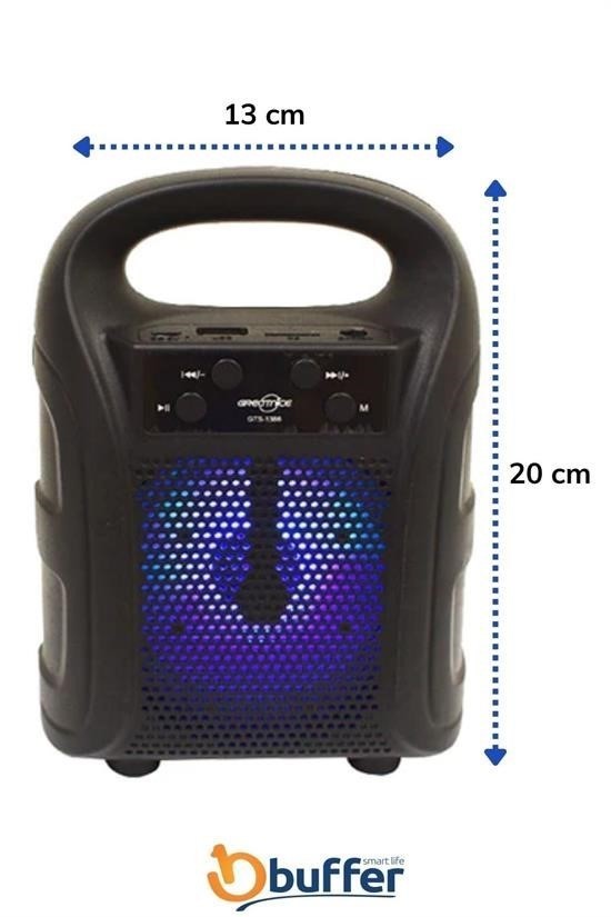 Tutmalı Mini Hoparlör Işıklı Taşınabilir Bluetooth Wireless Radyolu Sd Kart ve USB Girişli Hoparlör