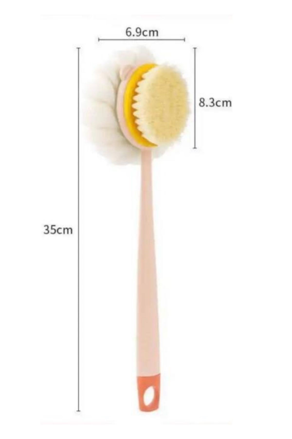 BUFFER®  2'si 1 Arada Çift Taraflı Uzun Saplı Fırçalı Banyo Vücut Sırt Fırçası Banyo Lifi