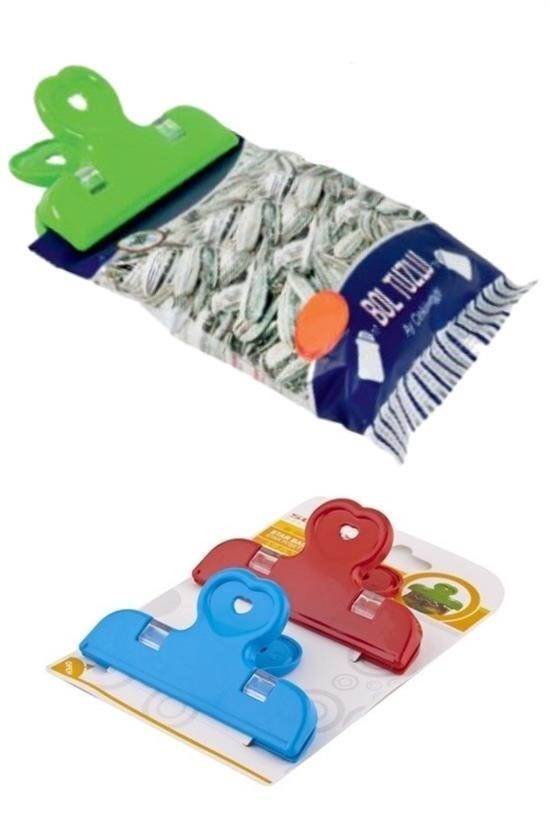 BUFFER® 2li Pratik Torba Paket Ve Poşet Kapatıcı Kilitli Klips Mandal