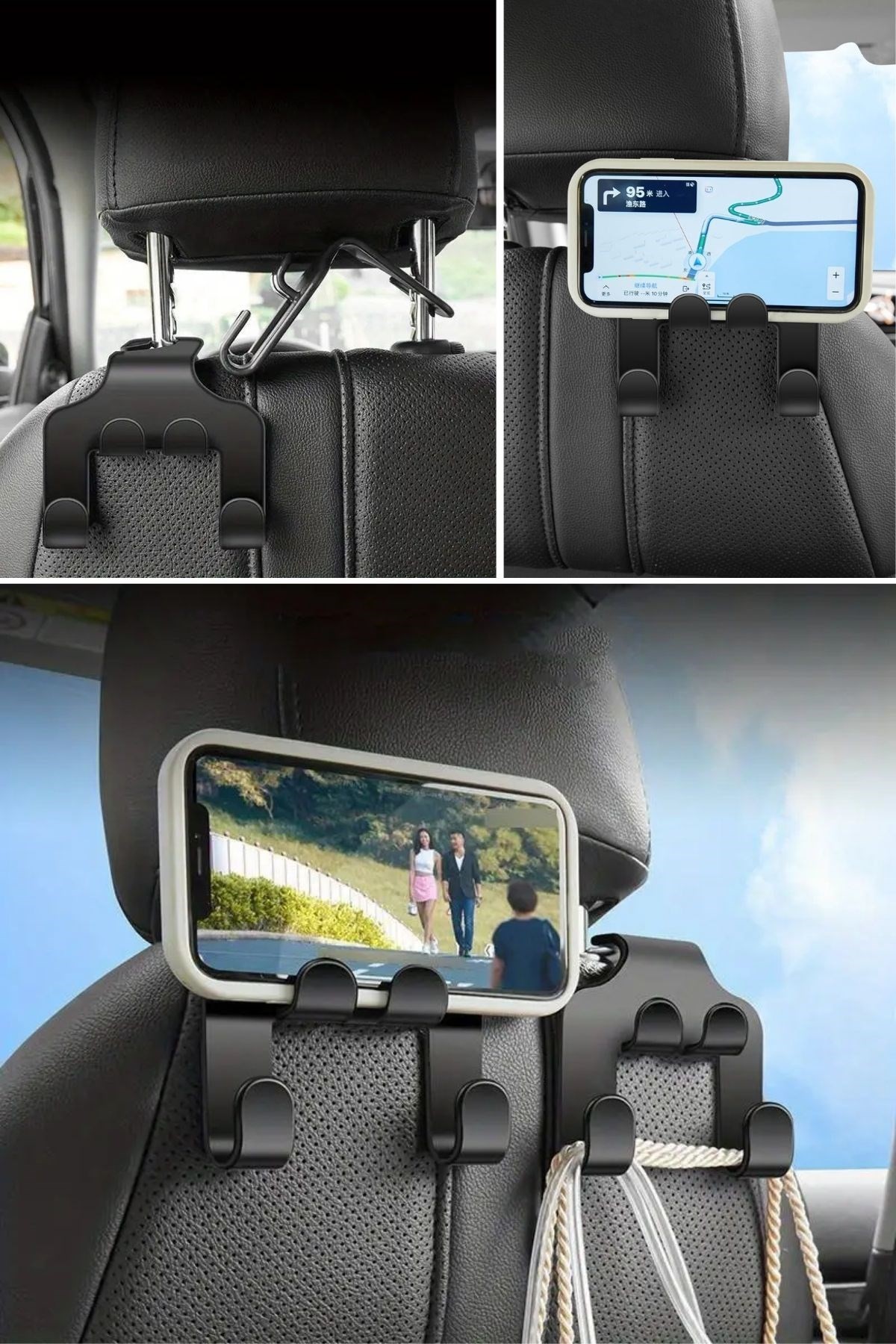 BUFFER® Oto Koltuk Arkası Düzenleyici Organizer Askılıklı Telefon,Tablet Tutucu