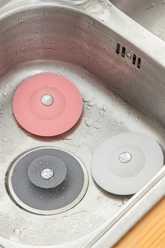BUFFER® Silikon Malzeme Banyo Mutfak Gider Evye Lavabo İçine Çöp Tıpası Kaydırmaz Süzgeç Çeşitleri M