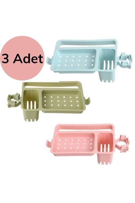 BUFFER® Musluğa Takılan Sünger Havlu Askılı Sabun Hazneli mutfak Banyo Lavabo Düzenleyici Organizer