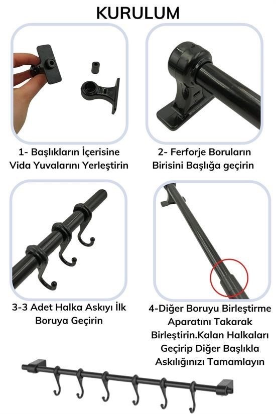 BUFFER® Retro Ferforje Askılı Siyah  Ahşap Kulplu Düzenleyici Mutfak Sepeti