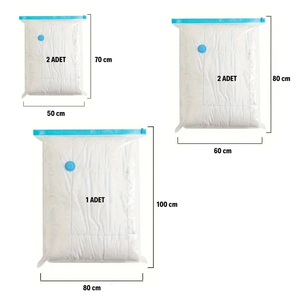 BUFFER® Giysi İçin Vakumlu Saklama Torbaları 5li Vakumlu Hurç