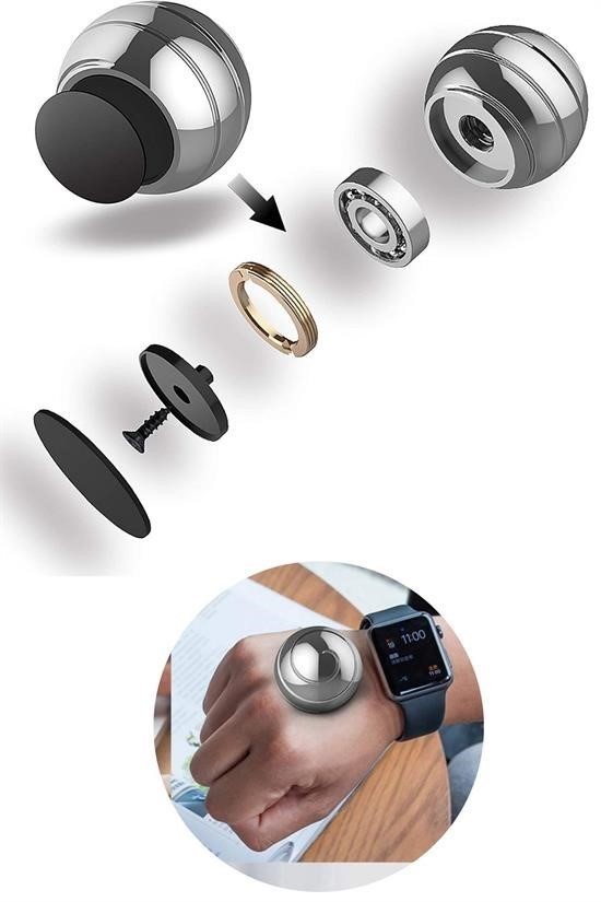 BUFFER® En Büyük Boy Gri Kinetik Stres Topu Stres Çarkı Metal Sessiz Yeni  Masa El Oyuncağı
