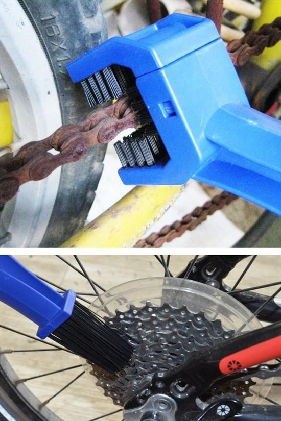 BUFFER® Bisiklet Zincir Dişlisi Koruyucu Pas Sökücü Temizleme Fırçası Aparatı Bakım Seti 4 Parça