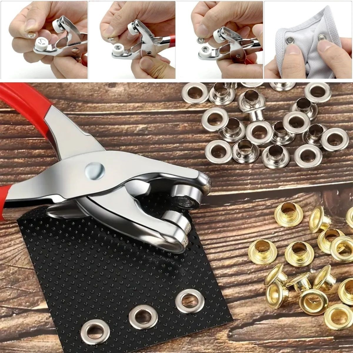 BUFFER® 200 adet Paslanmaz Çelik Çıtçıt ve Pense Seti Metal Çıt Çıt Makinesi