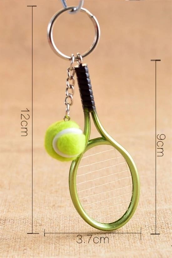BUFFER® Gerçekçi Tenis Raketi Tasarımlı Şık Anahtarlık Kolye Çanta Süsü Tennis Keychain