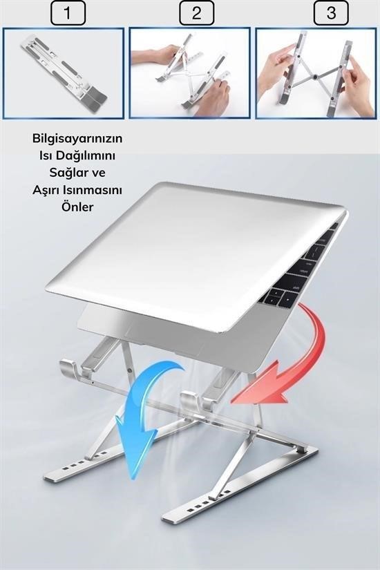 BUFFER® Ayarlanabilir Dizüstü Destek Tabanı Tamamen Katlanabilir Taşınabilir Laptop Yükseltici