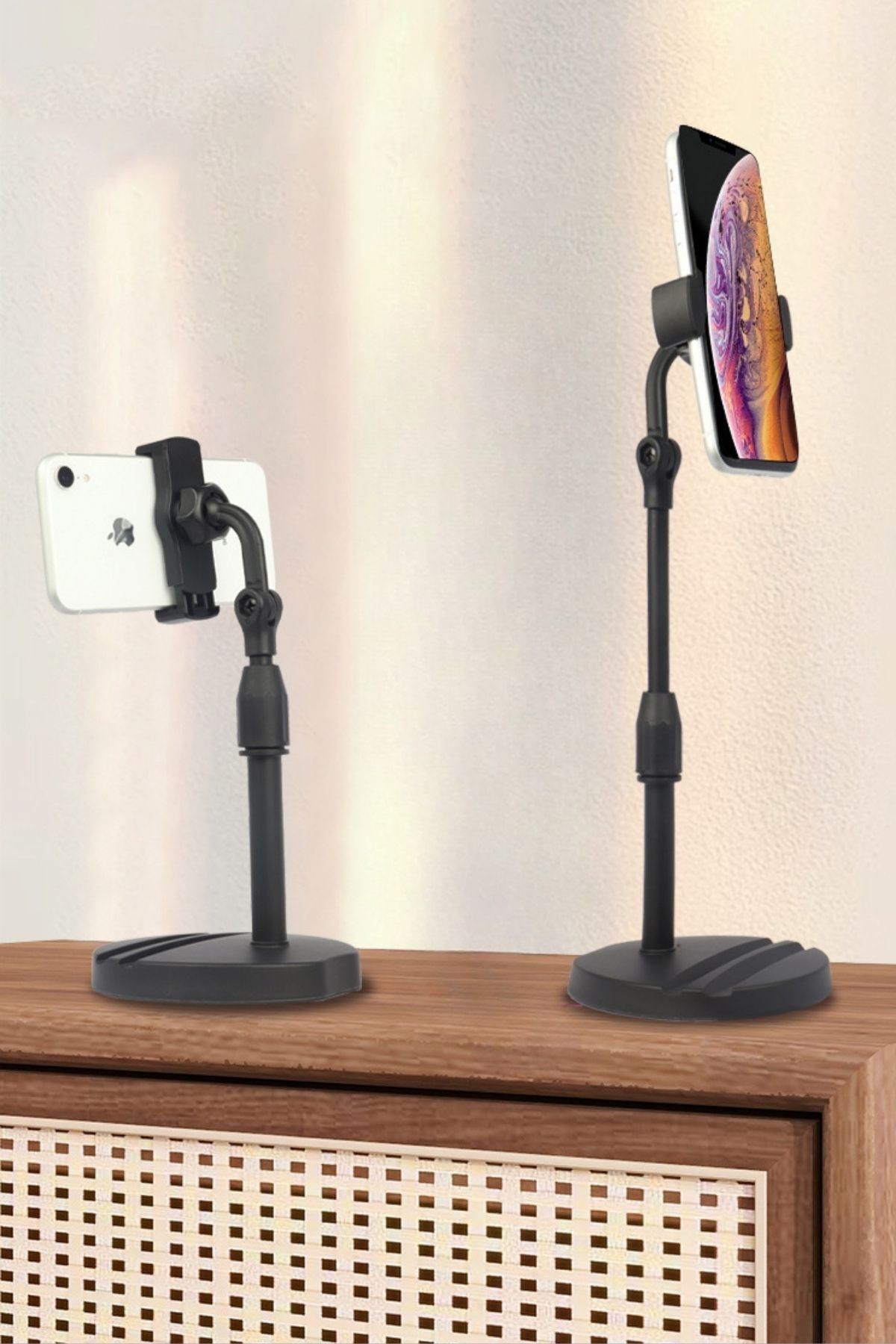 BUFFER® Masa Üstü Tablet ve Telefon Tutucu Plastik Aparat Siyah Telefon Standı