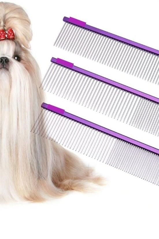 BUFFER® Parlak Metal Köpek Tarağı Renkli Pet Köpek Pire Tımar Tarağı Köpek Tüyü Tarama