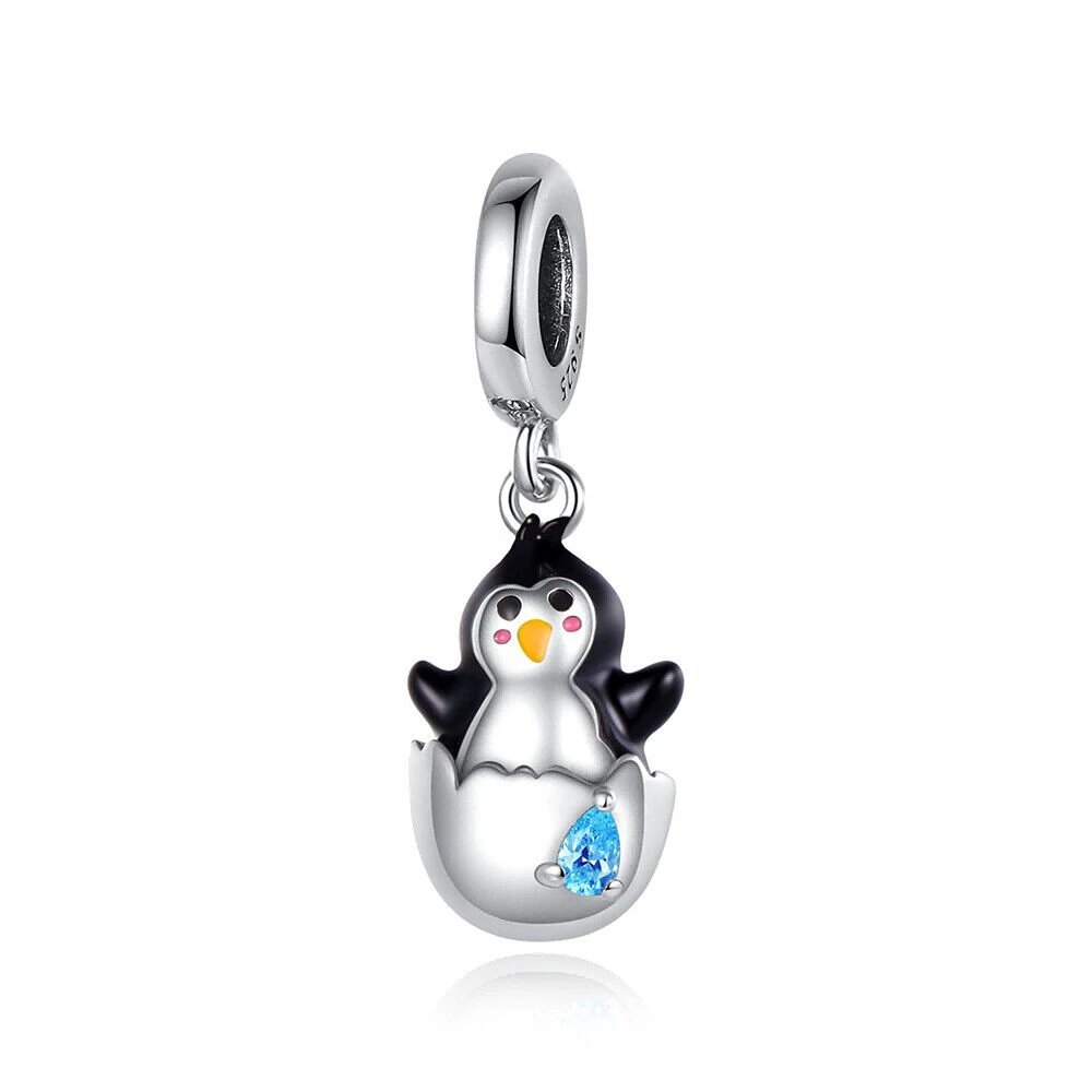 925 Ayar Gümüş Kutuptan Kalbe Yumurtadan Çıkan Sevimli Penguen Charm