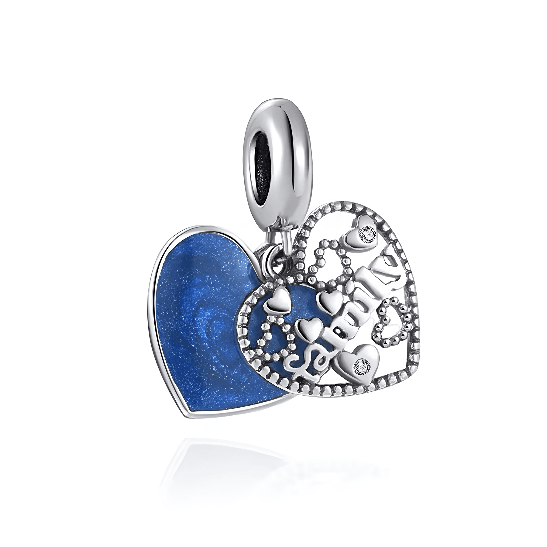 Mavi Kalp Aile Charm
