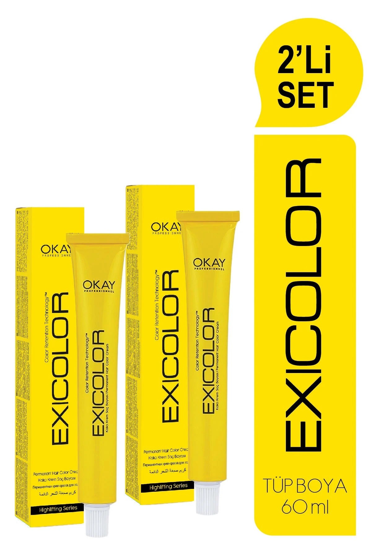 EXICOLOR 2'Lİ SET 12.00 YOĞUN DOĞAL SÜPER AÇICI Kalıcı Krem Saç Boyası (60ml x 2 adet)