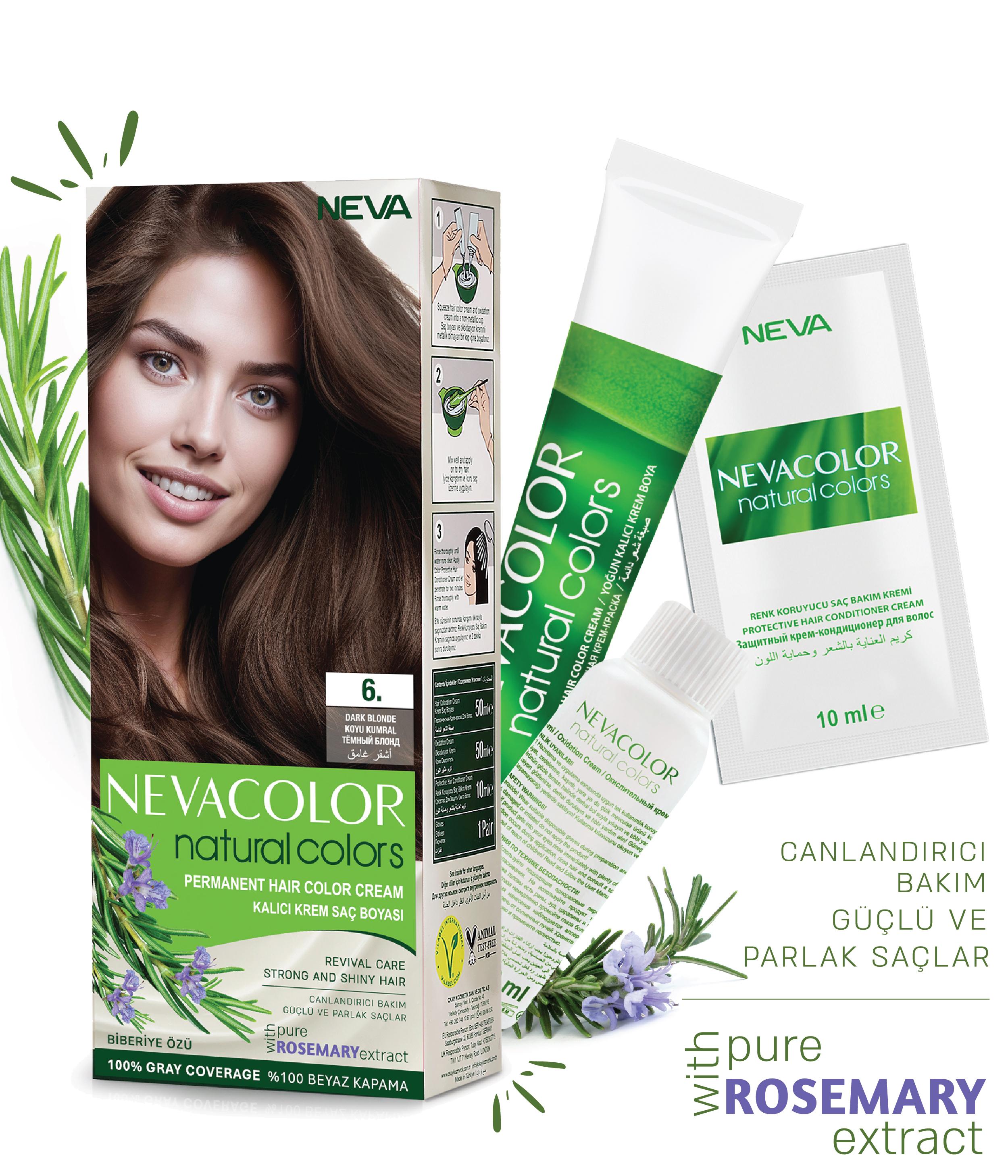 Nevacolor Natural Colors 6. Koyu Kumral - Kalıcı Krem Saç Boyası Seti