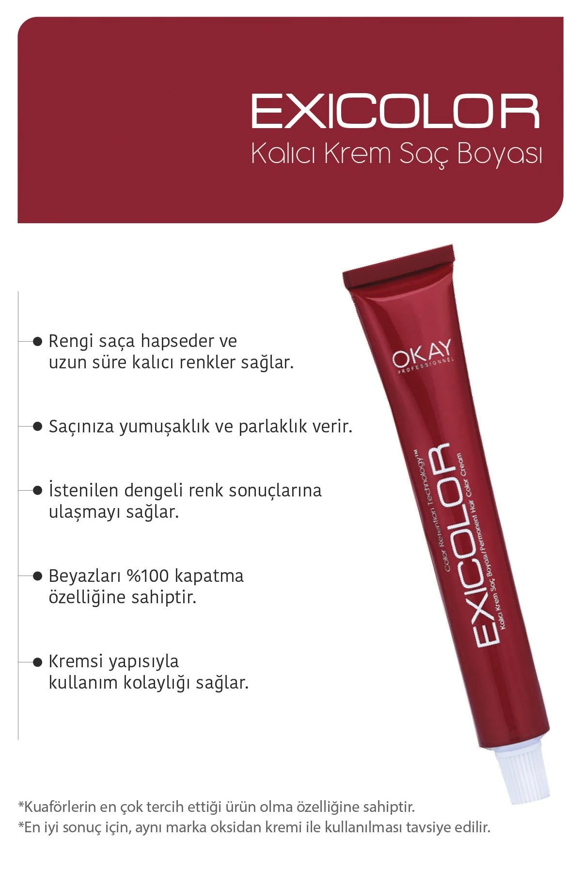 EXICOLOR 2'Lİ SET 5.65 RUBİ KIZILI Kalıcı Krem Saç Boyası (60ml x 2 adet)