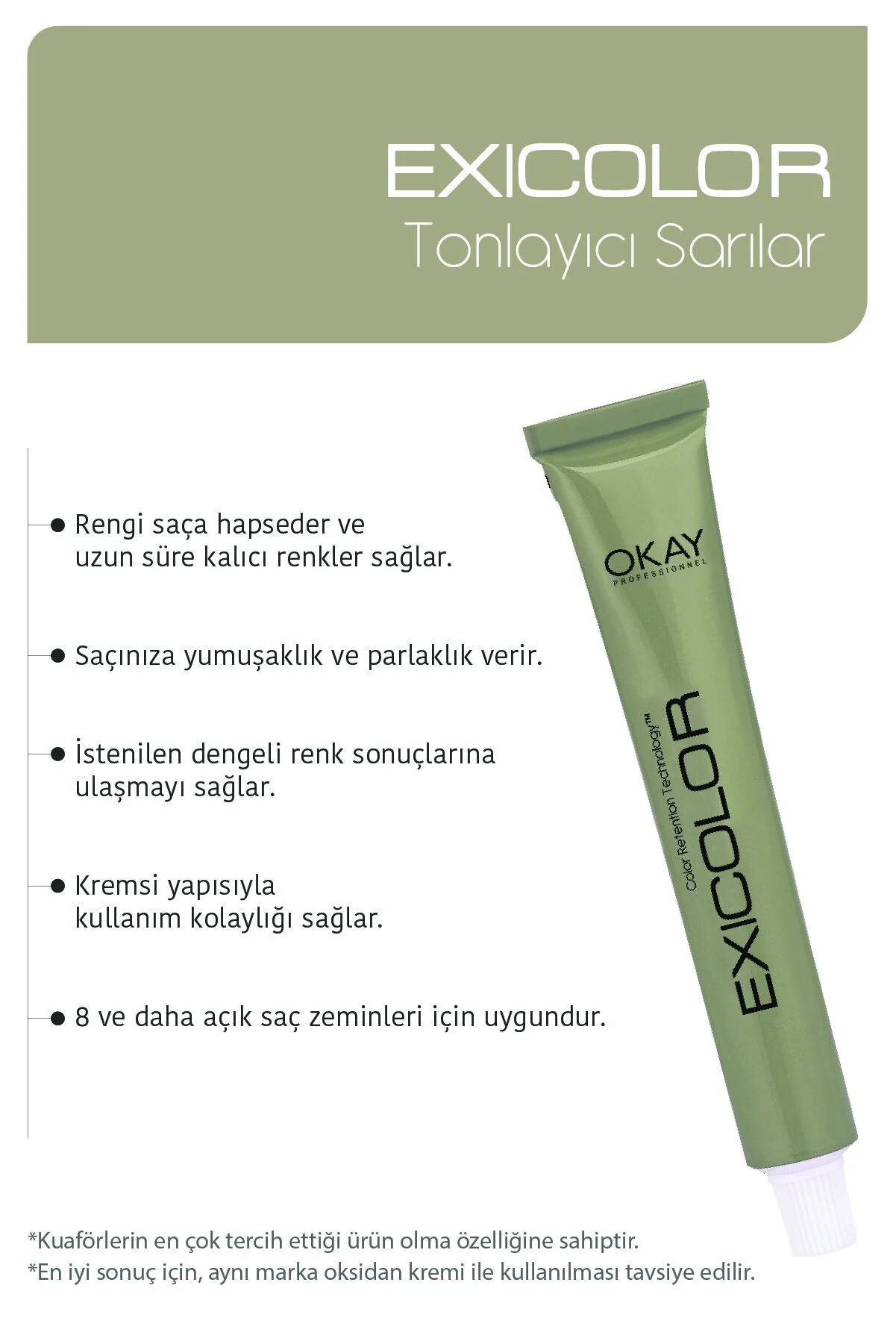 Exicolor T.12 Metalik Sarı Tonlayıcı - Kalıcı Krem Saç Boyası 60 ml Tüp