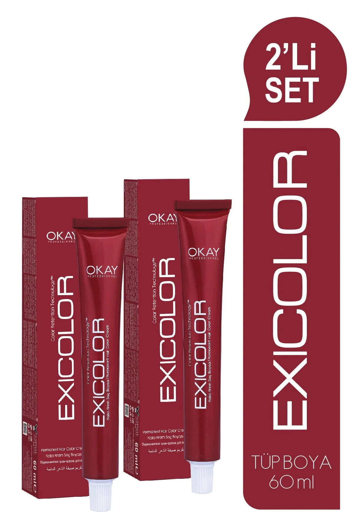 EXICOLOR 2'Lİ SET MIX 0.22 YOĞUN VİOLE Kalıcı Krem Saç Boyası (60ml x 2 adet)