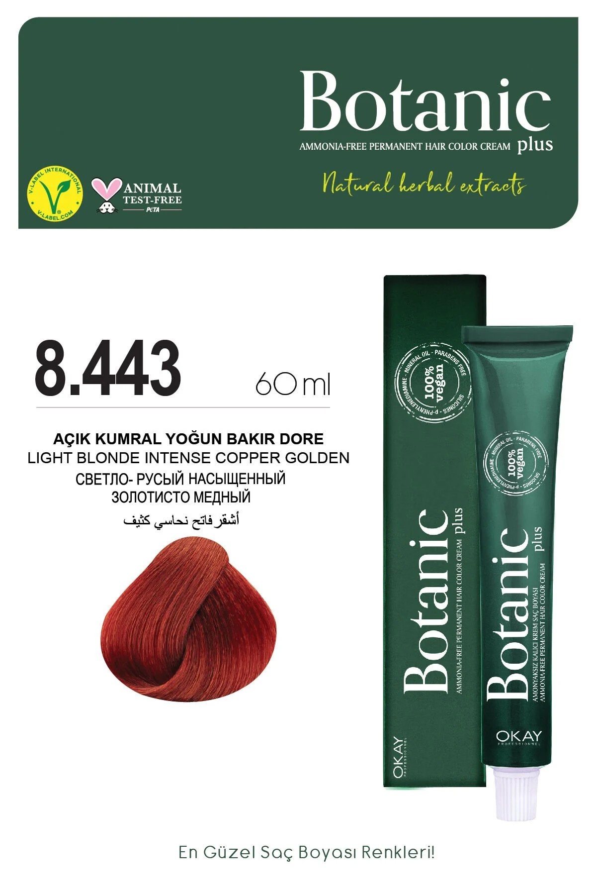 Botanic Plus 8.443 Açık Kumral Yoğun Bakır Dore