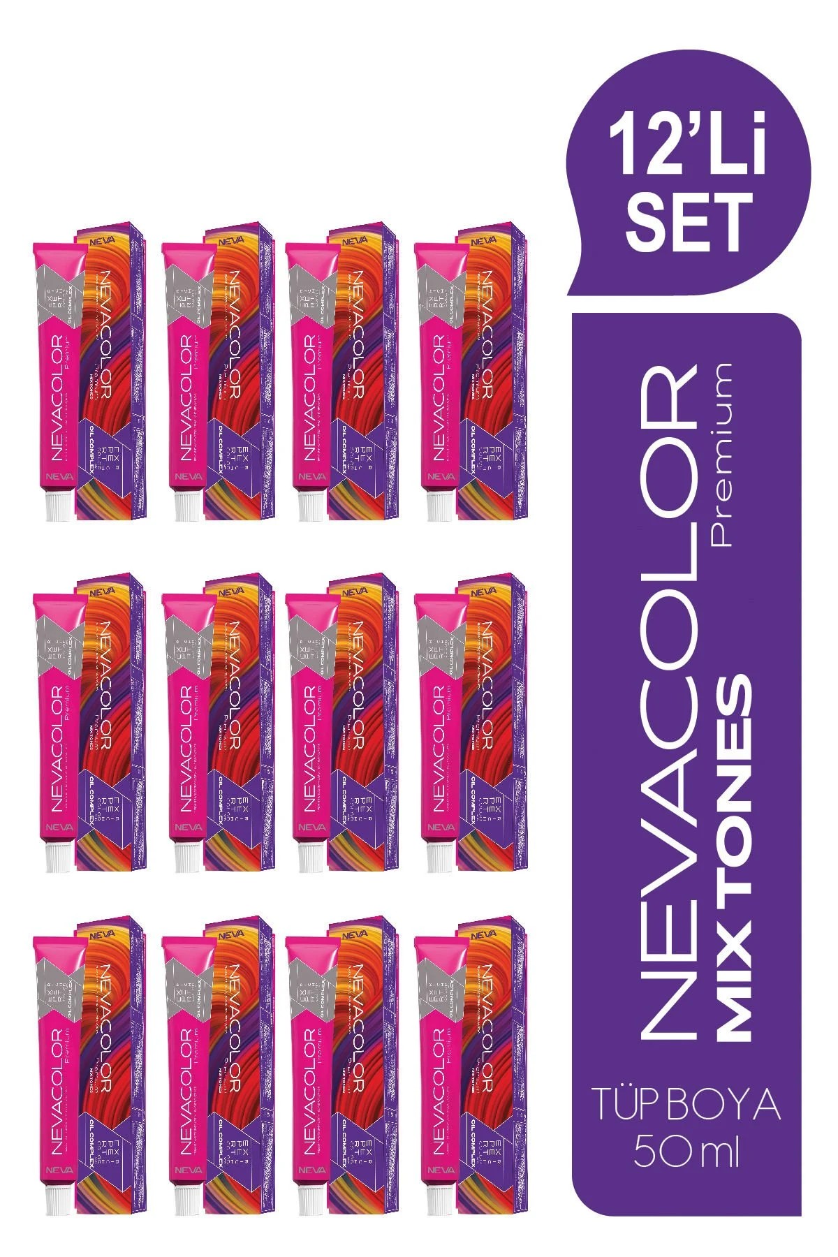 NEVACOLOR Premium 2'Lİ SET MIX 0.65 YOĞUN FUŞYA Kalıcı Krem Saç Boyası (50ml x 2 adet)