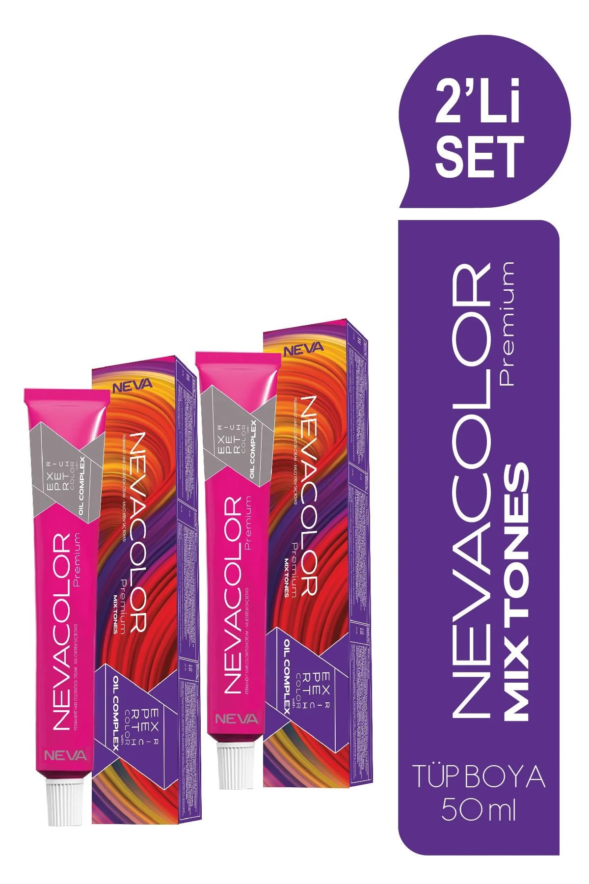 NEVACOLOR Premium 2'Lİ SET MIX 0.22 YOĞUN MOR Kalıcı Krem Saç Boyası (50ml x 2 adet)